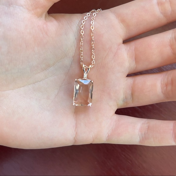 18k Rose gold plated morganite pendant - Picture 4 of 8